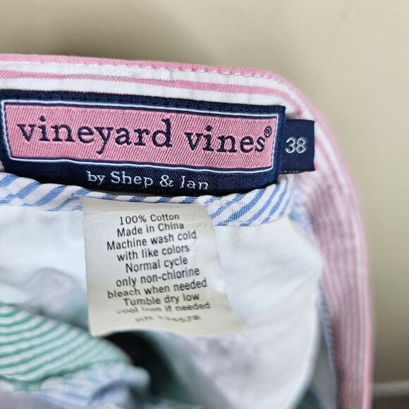 vineyard vines mens pierced seersucker club shorts size 38 pastel preppy yacht - Picture 3 of 7